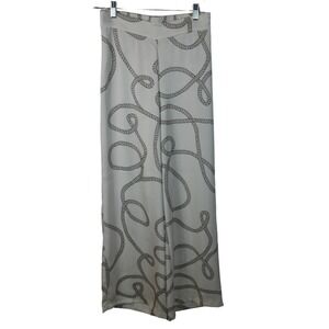 Joie Satin Wide Leg White Rope Print Pants Size Small EUC